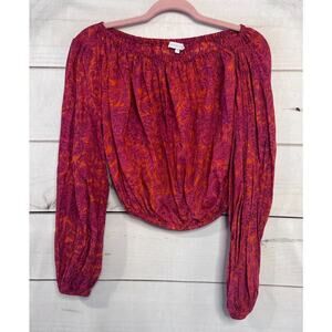 Olivaceous Off‎ the Shoulder Top Pink Orange Floral Size SM